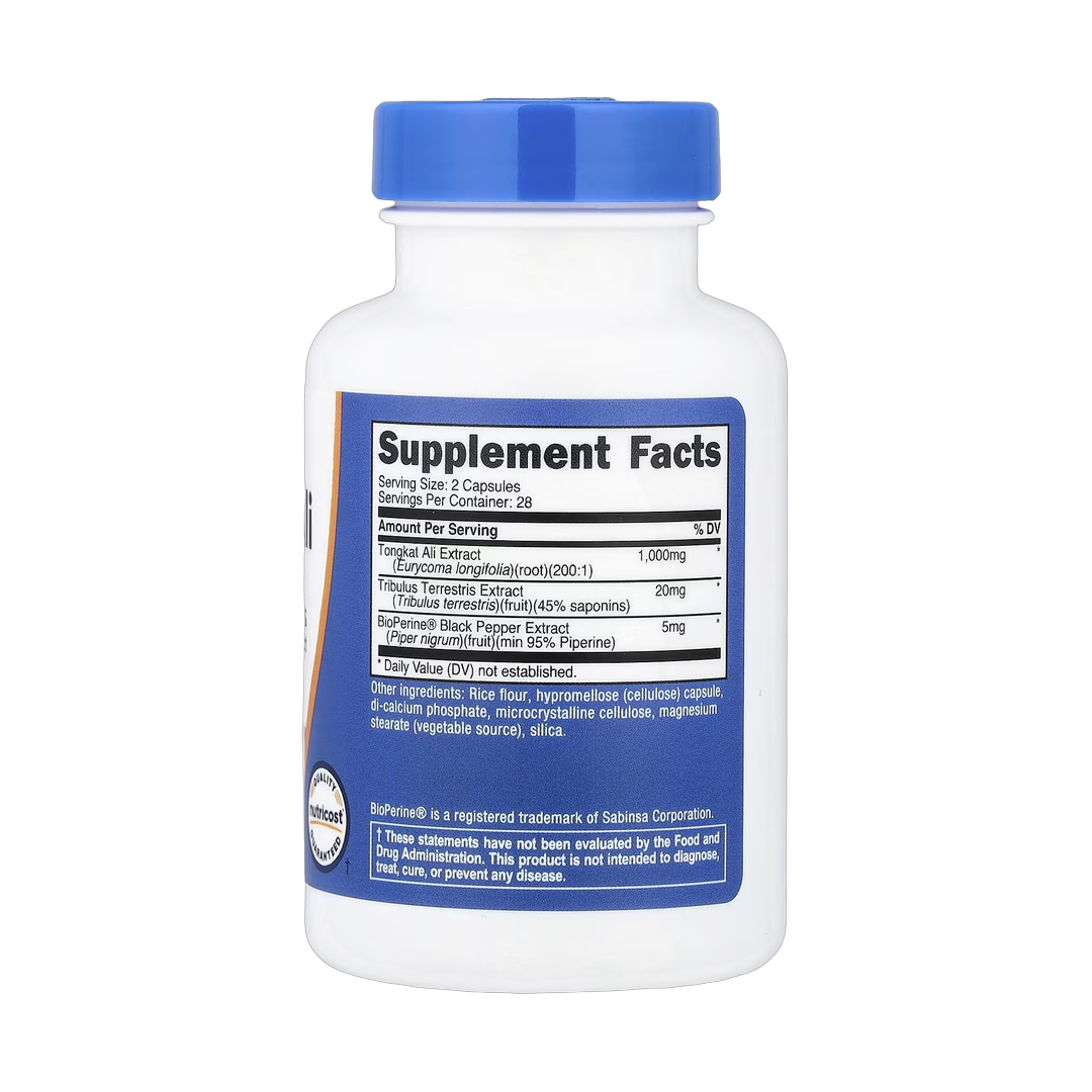Nutricost, Tongkat Ali, 56 Capsules back packaging view