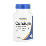 Nutricost, Calcium with Vitamin D, 60 Tablets front packaging view