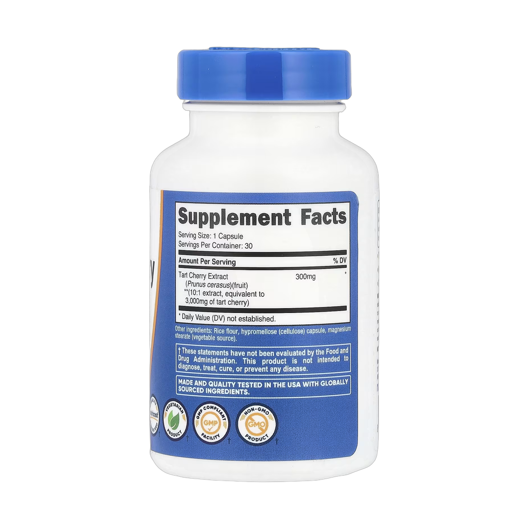 Nutricost, Tart Cherry, 3,000 mg, 30 Capsules back packaging view