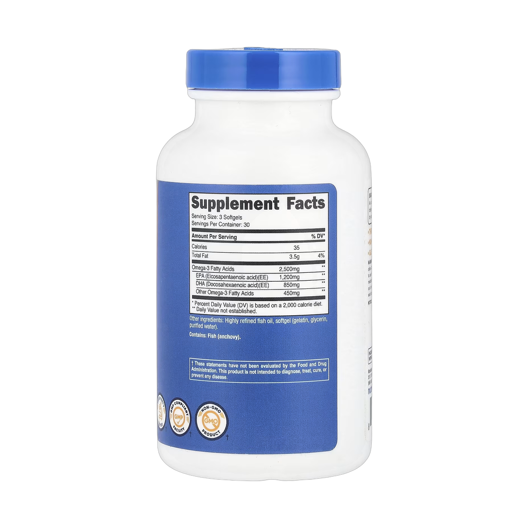 Nutricost, Omega-3, 90 Softgels back packaging view