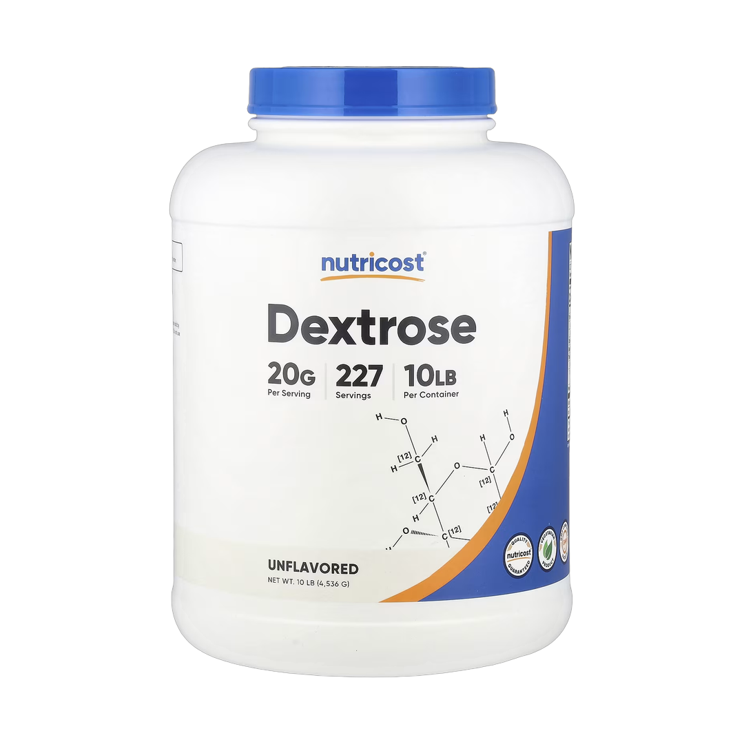 Nutricost, Dextrose, Unflavored, 10 lb, 4,536 g front packaging view