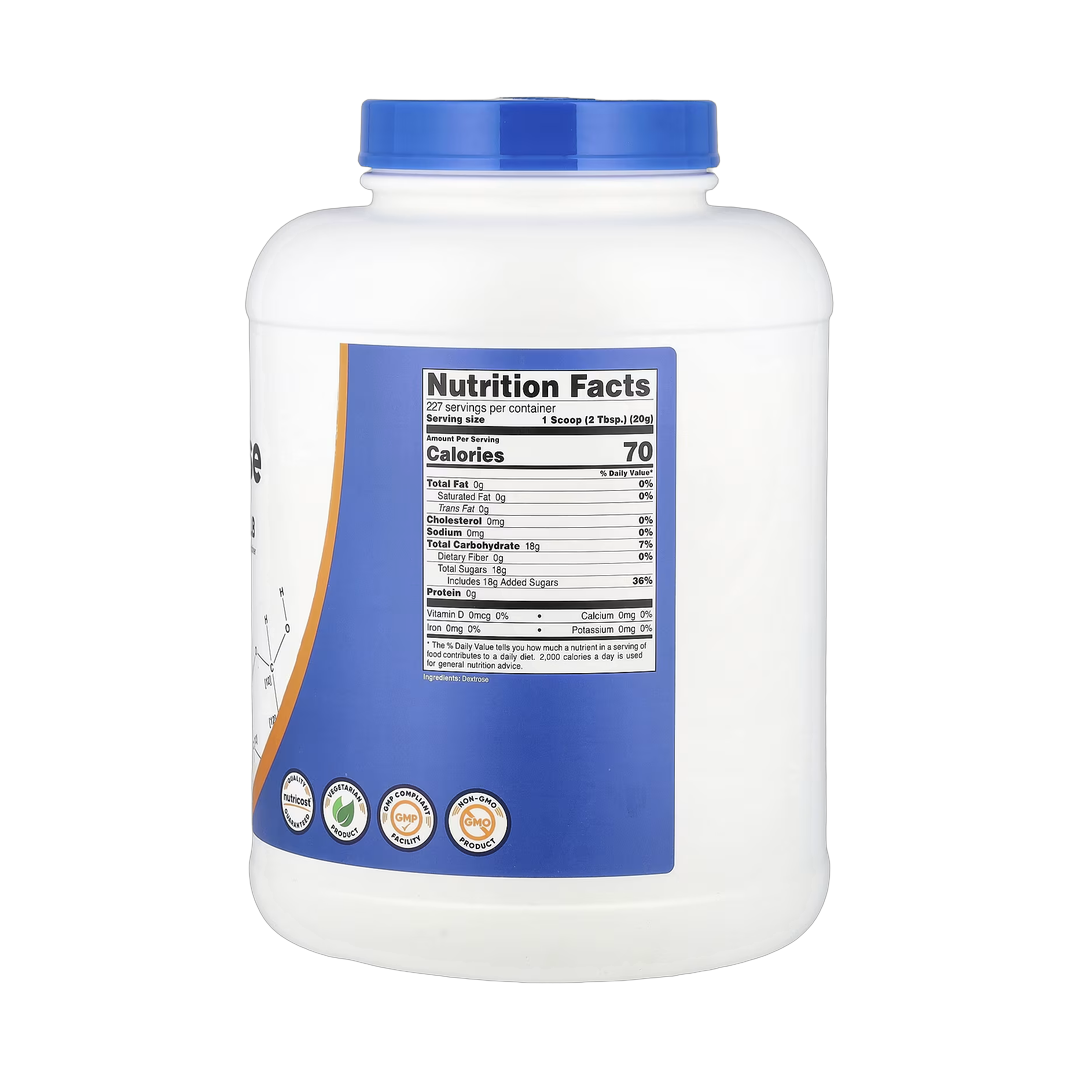 Nutricost, Dextrose, Unflavored, 10 lb, 4,536 g back packaging view