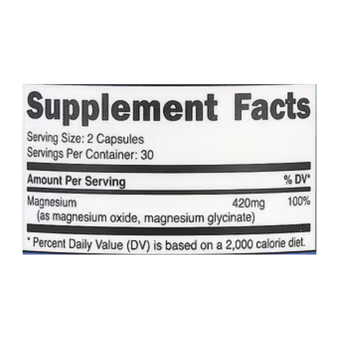 Nutricost, Magnesium+, 60 Capsules supplement facts label showing ingredients, vitamins, minerals, and serving information