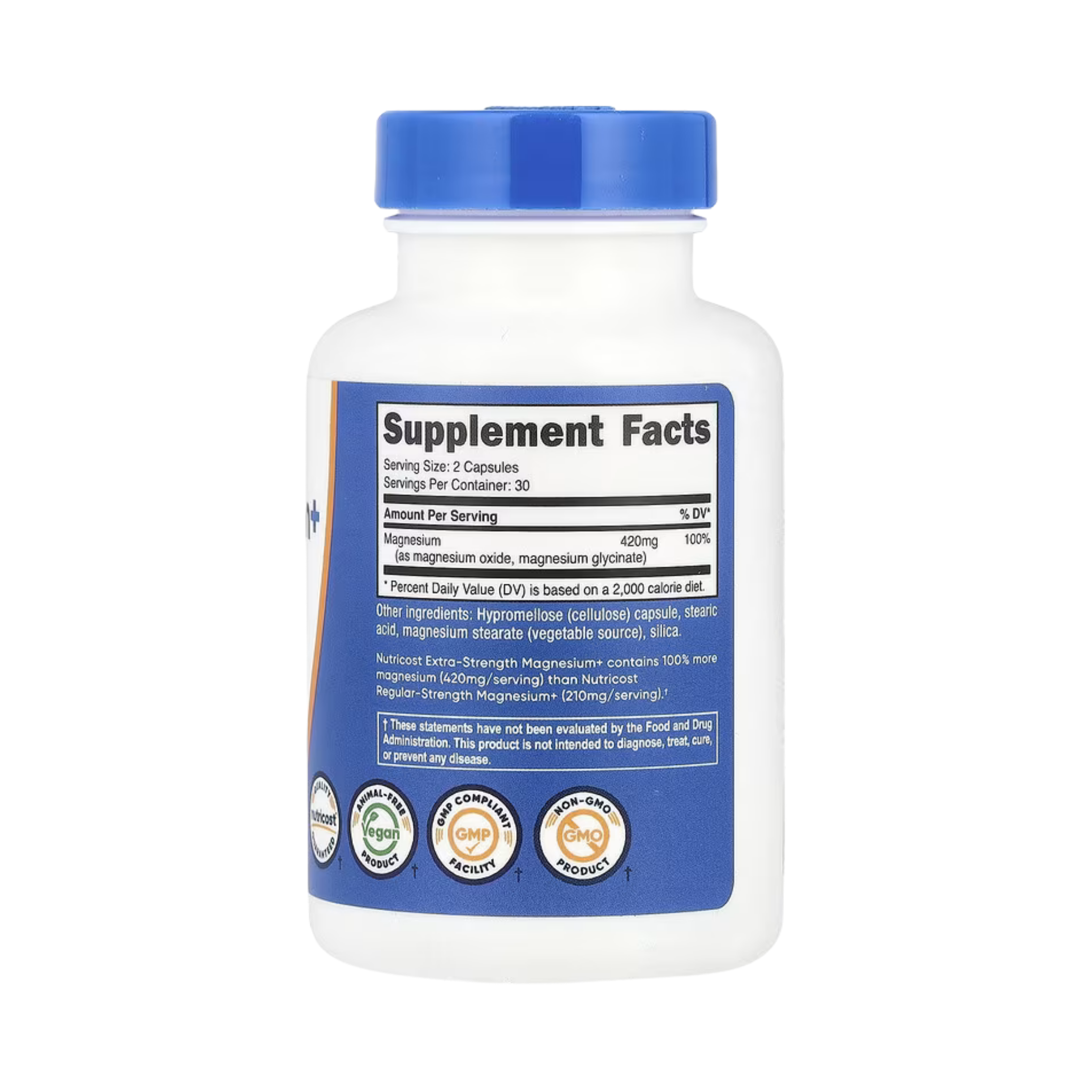 Nutricost, Magnesium+, 60 Capsules back packaging view