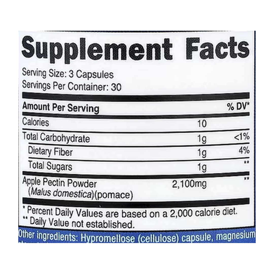 Nutricost, Apple Pectin , 90 Capsules supplement facts label showing ingredients, vitamins, minerals, and serving information