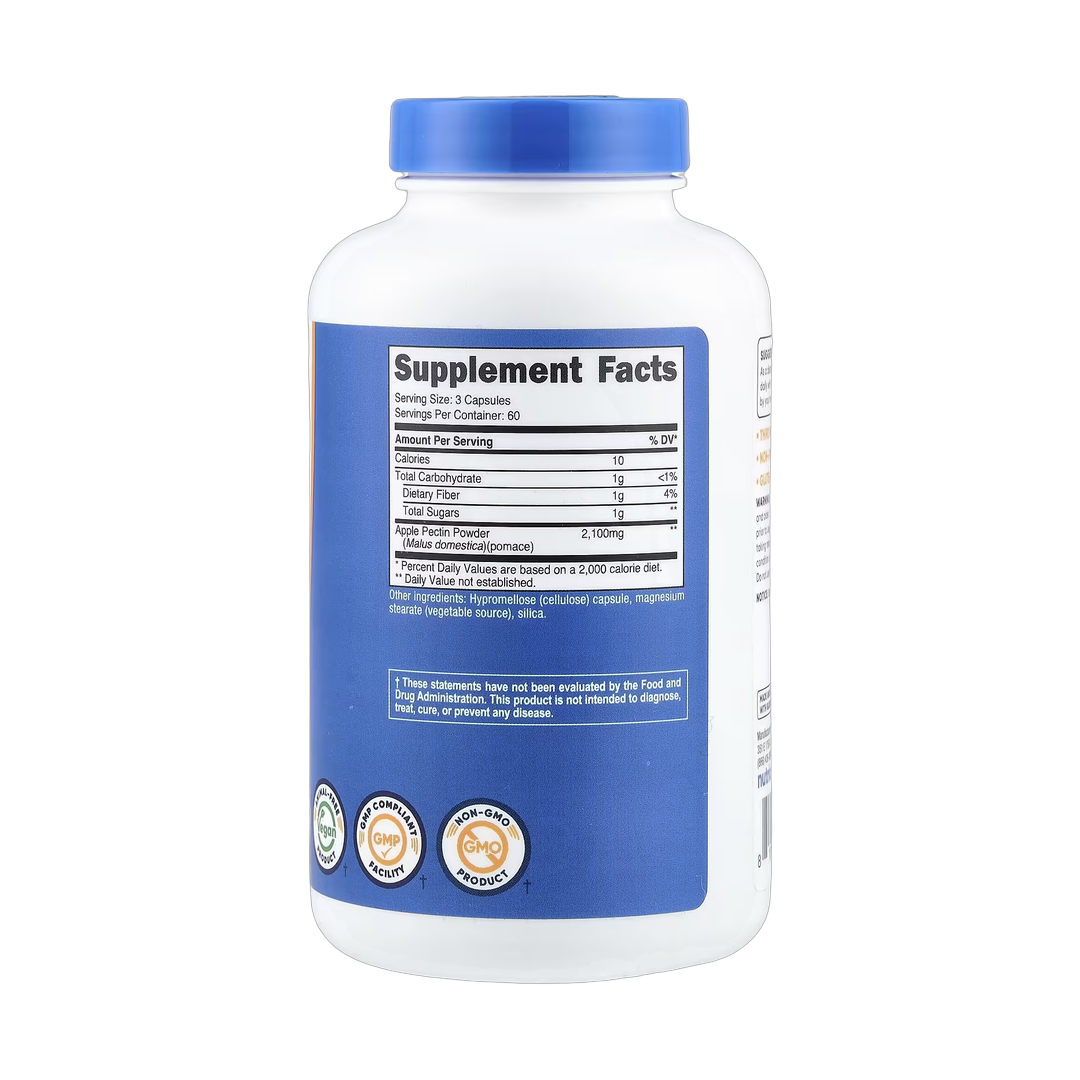 Nutricost, Apple Pectin, 180 Capsules back packaging view