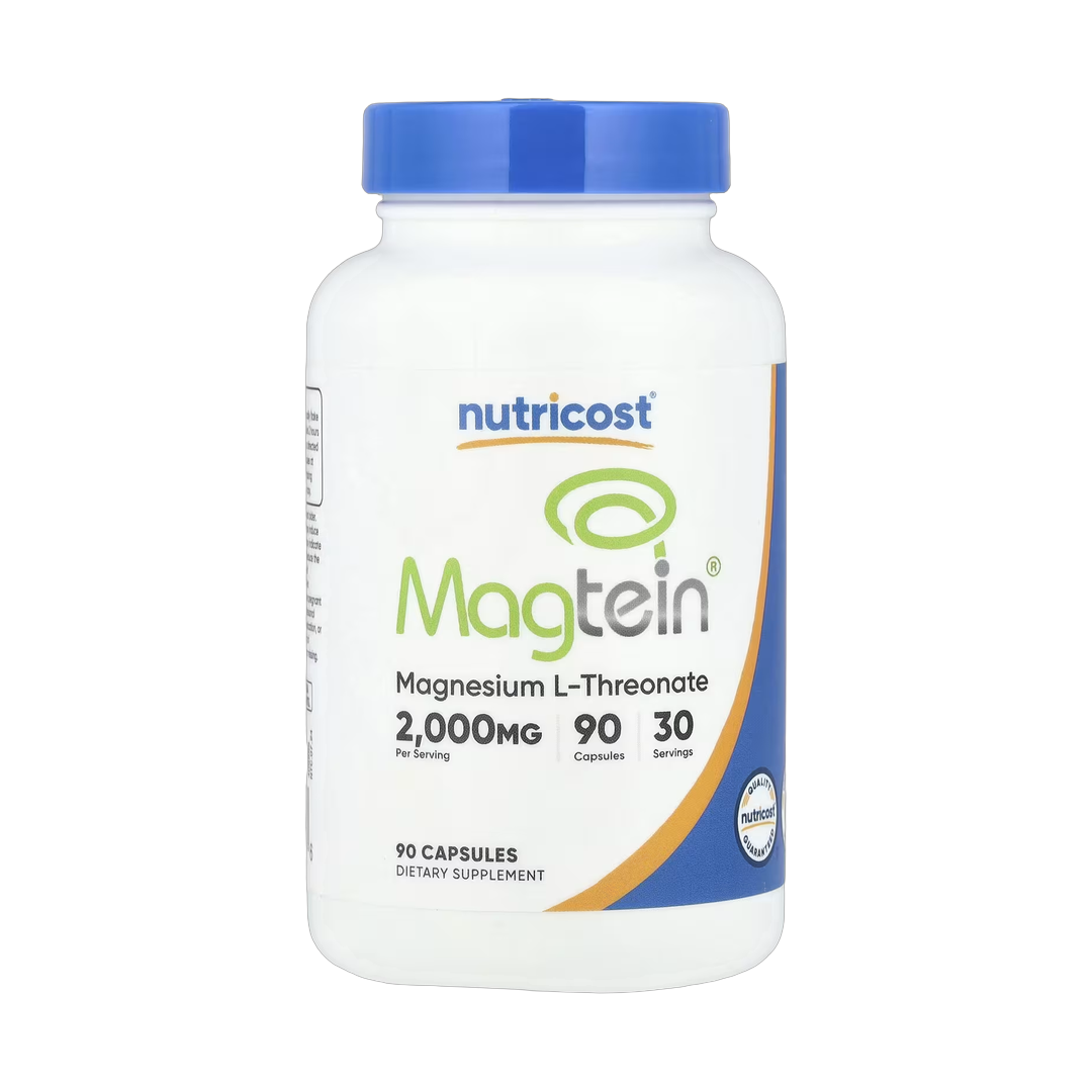 Nutricost, Magtein, Magnesium L-Threonate, 90 Capsules front packaging view