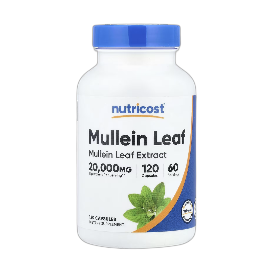 Nutricost, Mullein Leaf, 120 Capsules front packaging view