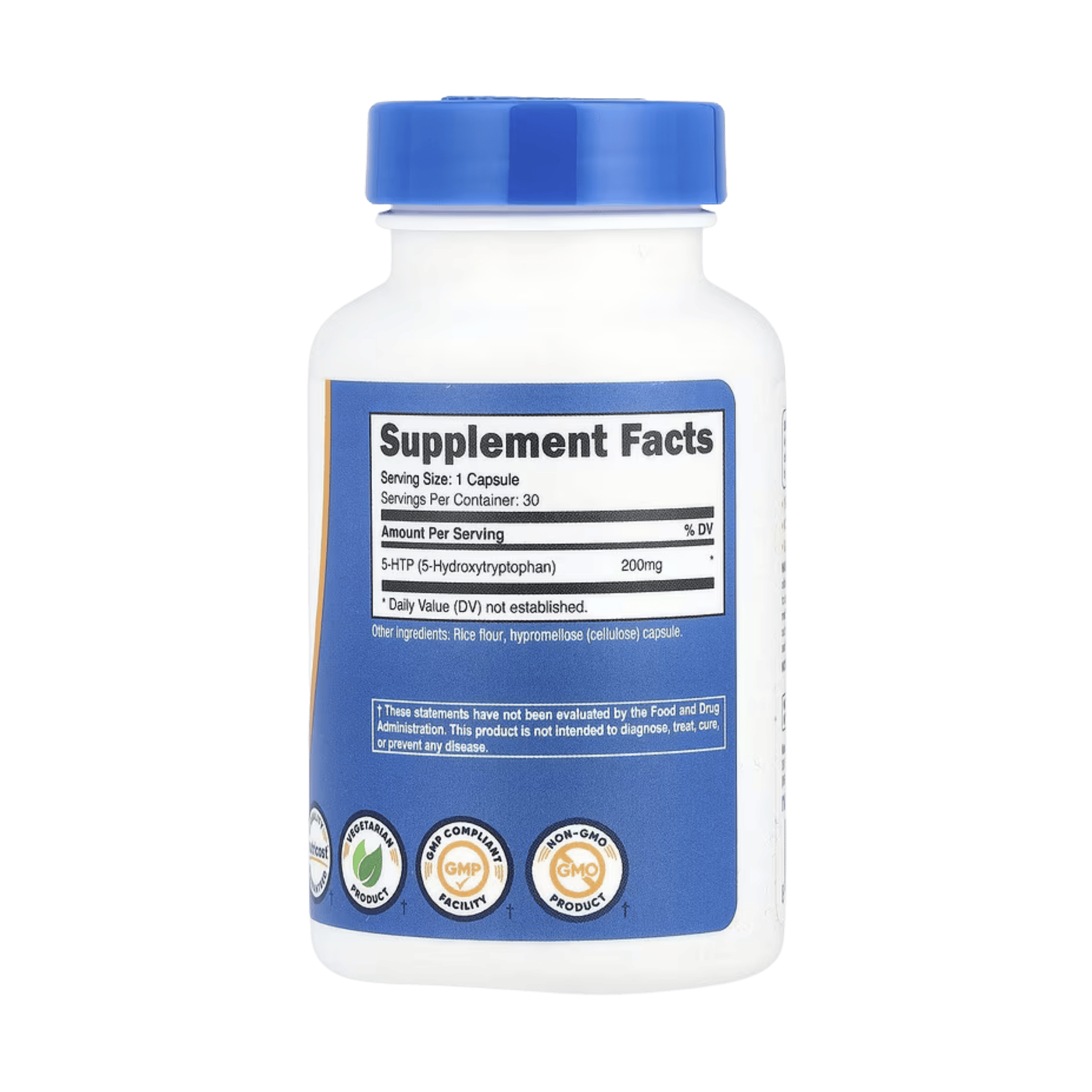 Nutricost, 5-HTP, 200 mg, 30 Capsules back packaging view