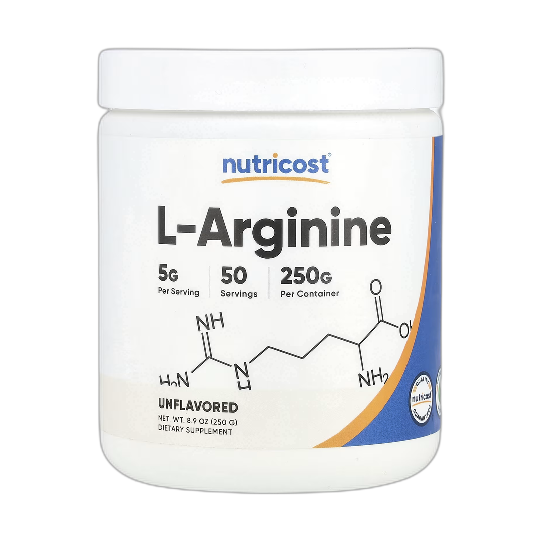 Nutricost, L-Arginine, Unflavored, 8.9 oz, 250 g front packaging view
