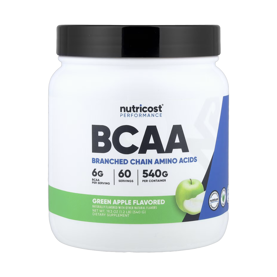Nutricost, Performance, BCAA, Green Apple , 1.2 lb, 540 g front packaging view
