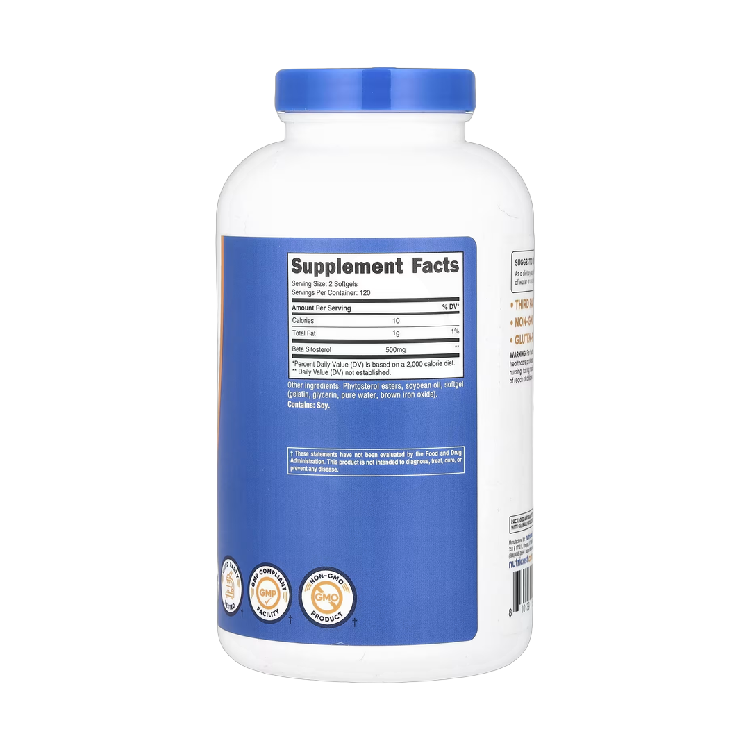 Nutricost, Beta Sitosterol, 240 Softgels back packaging view