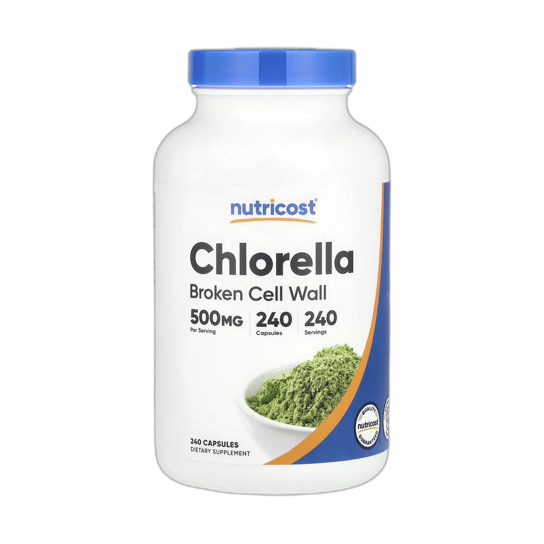 Nutricost, Chlorella, 500 mg, 240 Capsules front packaging view