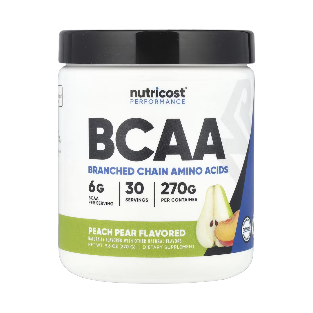 Nutricost, Performance, BCAA, Peach Pear, 9.6 oz, 270 g front packaging view