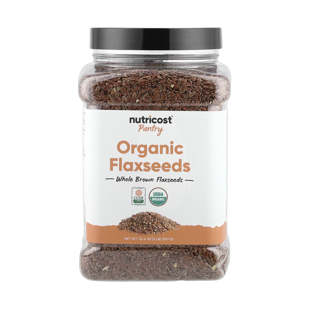 Nutricost, Pantry, Organic Flaxseeds, 32.4 oz, 907 g front packaging view