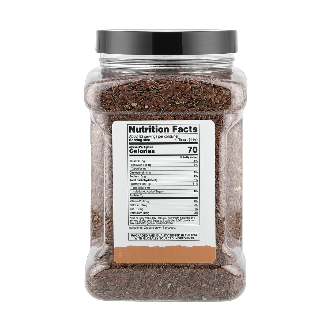 Nutricost, Pantry, Organic Flaxseeds, 32.4 oz, 907 g back packaging view