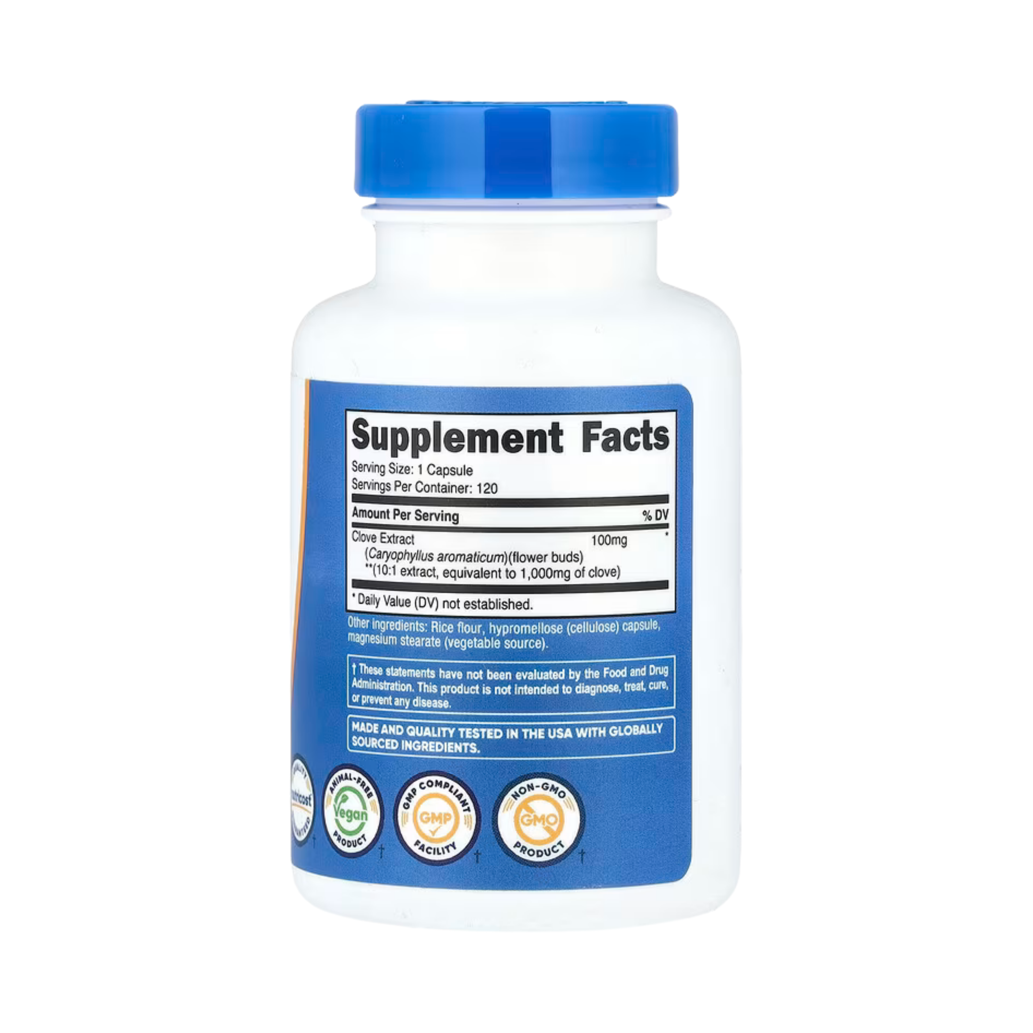 Nutricost, Clove, 1,000 mg, 120 Capsules back packaging view