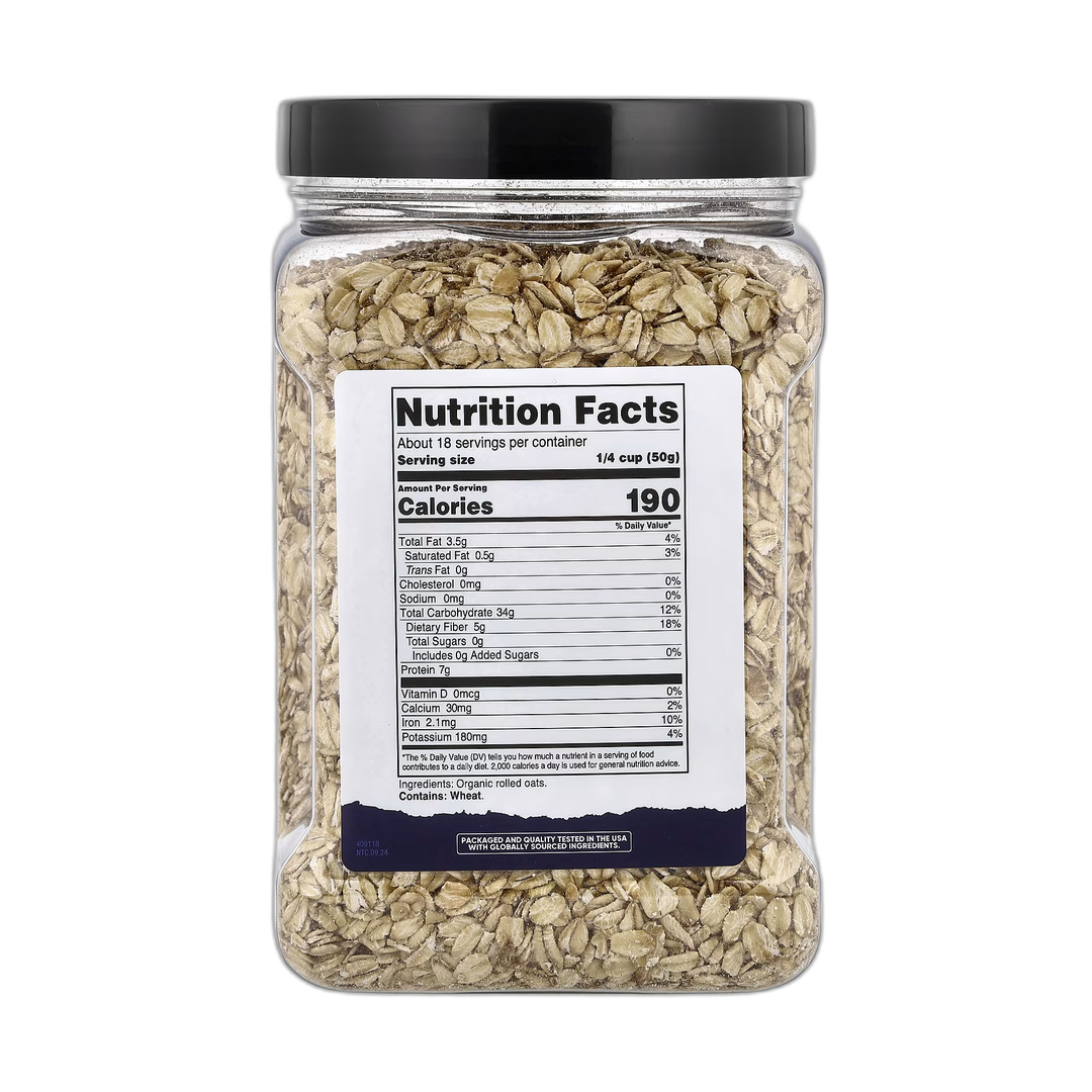 Nutricost, Pantry, Organic Rolled Oats, 32.4 oz, 907 g back packaging view
