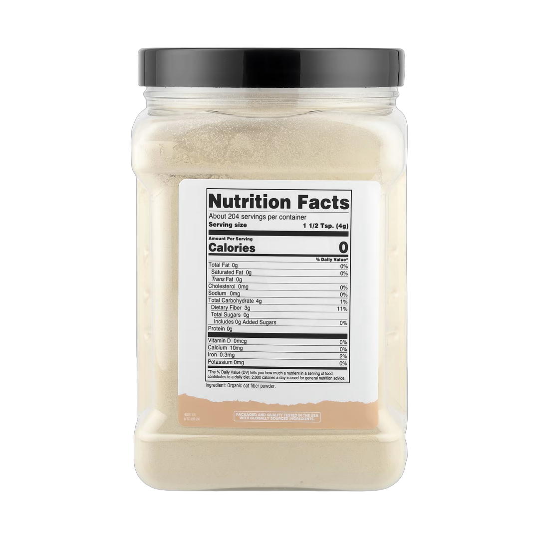 Nutricost, Pantry, Organic Oat Fiber, 29.1 oz, 816 g back packaging view