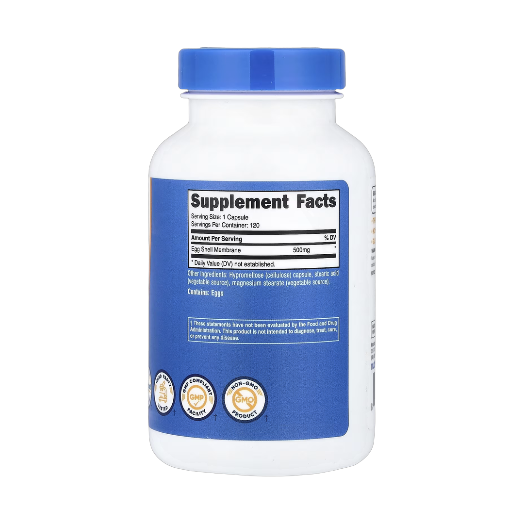 Nutricost, Egg Shell Membrane, 500 mg, 120 Capsules back packaging view