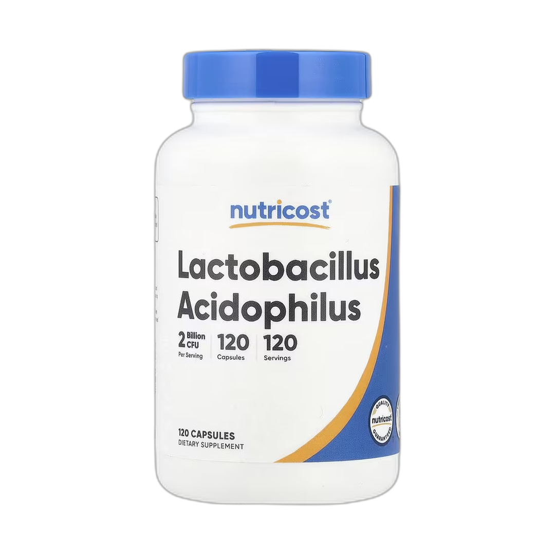 Nutricost, Lactobacillus Acidophilus, 50 mg (2 Billion CFU), 120 Capsules front packaging view