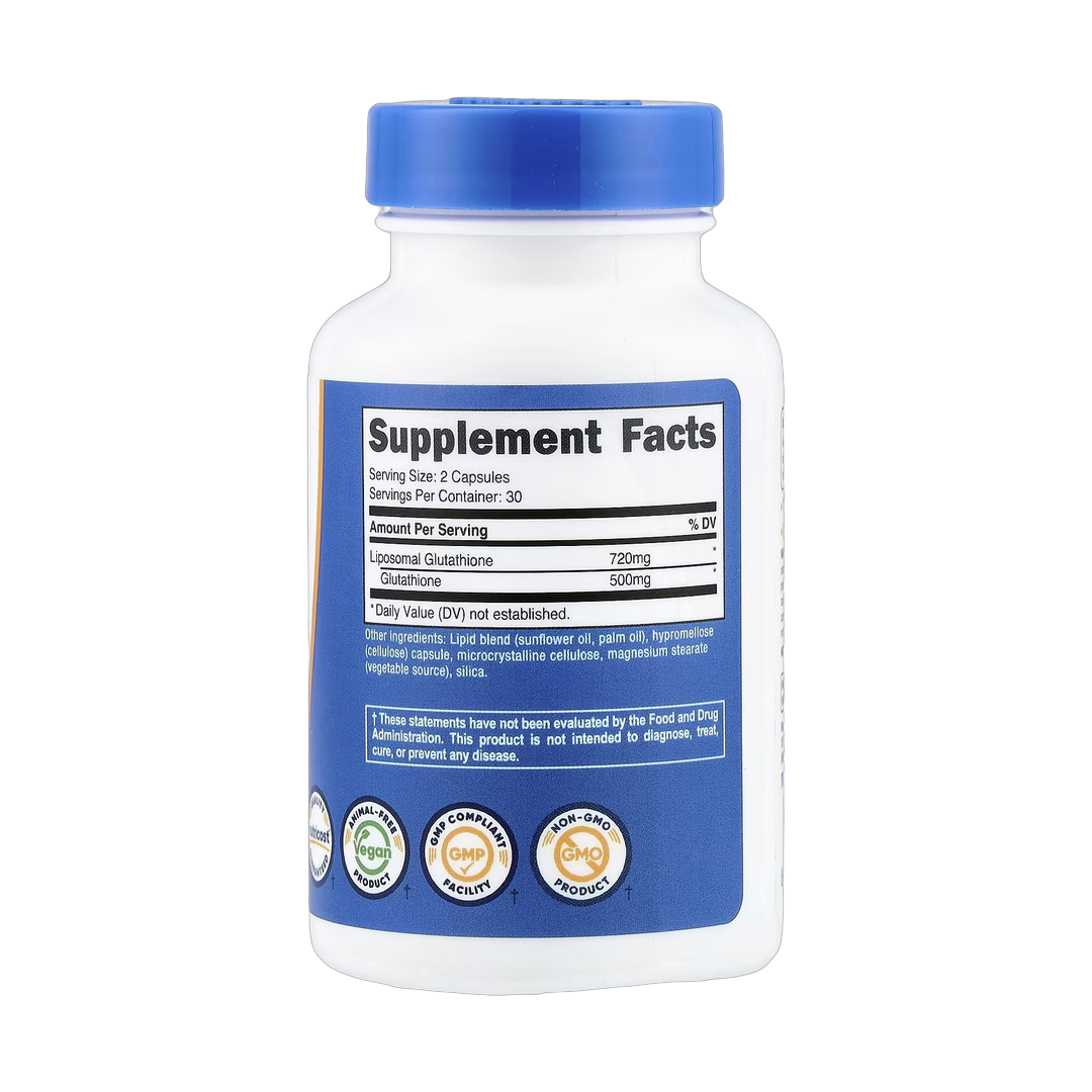 Nutricost, Liposomal Glutathione, 60 Capsules back packaging view