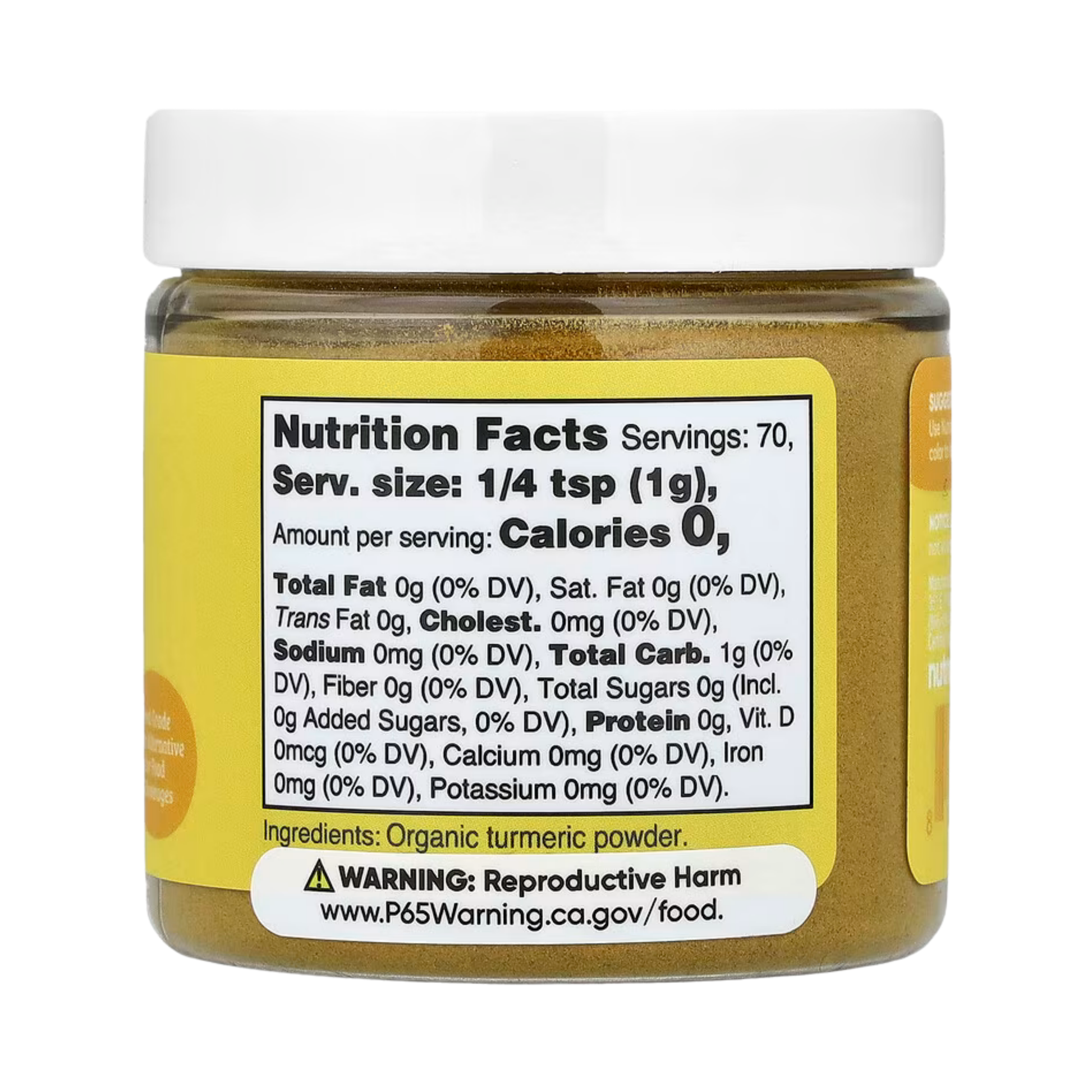 Nutricost, Nutricolor, Yellow Organic Turmeric, 2.5 oz, 70 g back packaging view