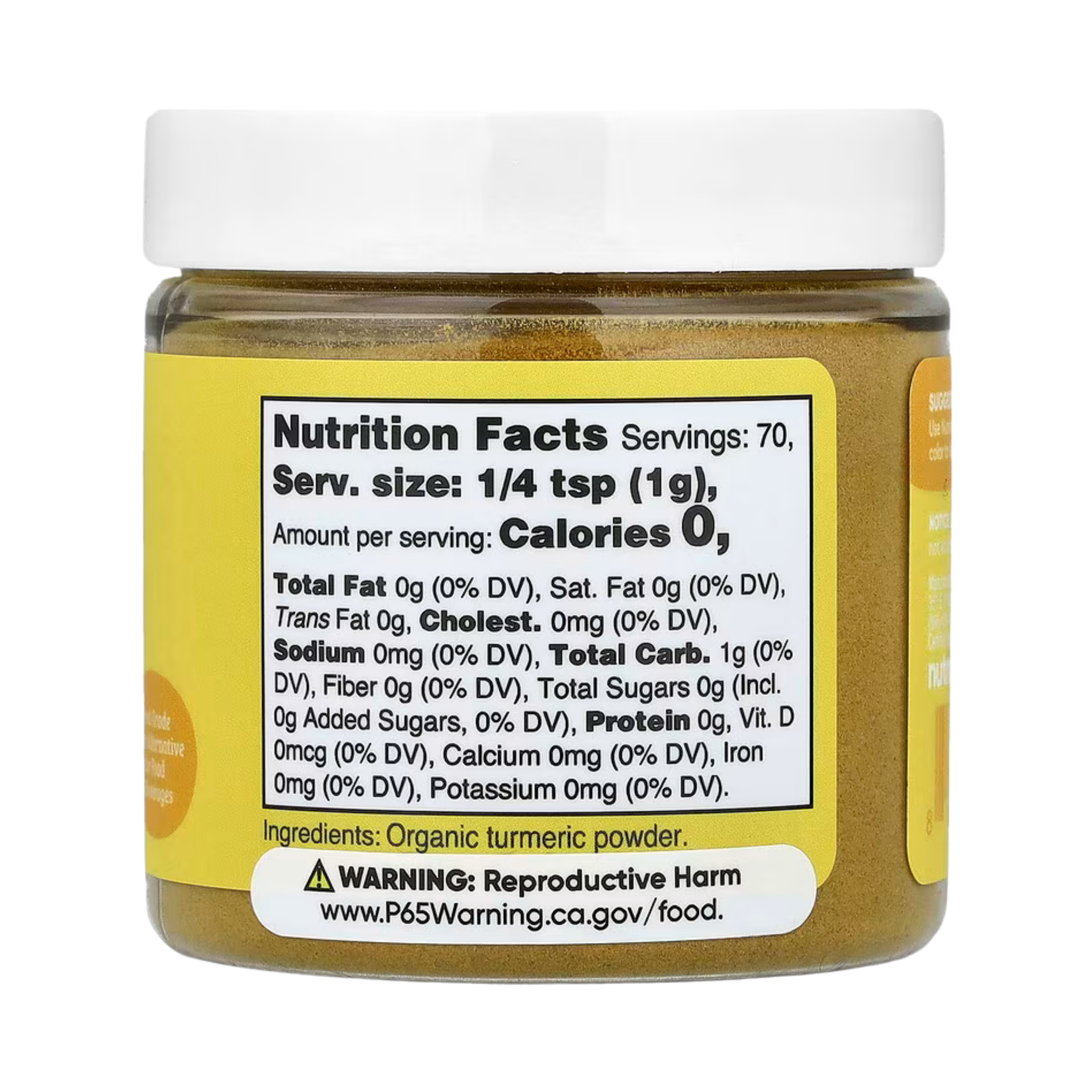 Nutricost, Nutricolor, Yellow Organic Turmeric, 2.5 oz, 70 g back packaging view