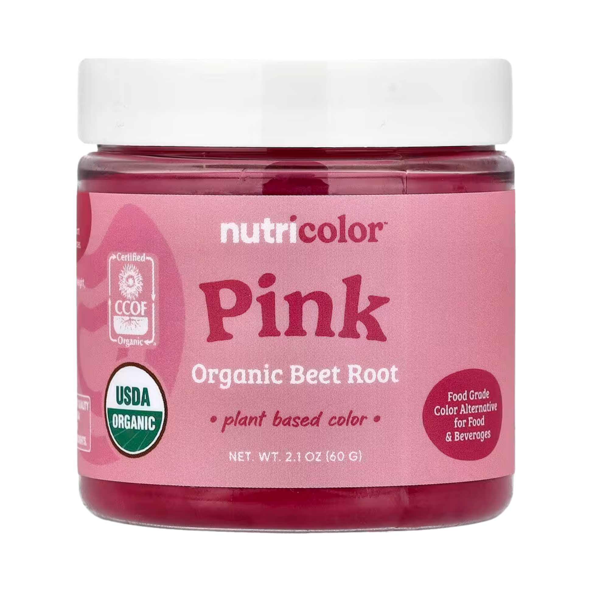 Nutricost, Nutricolor, Pink Organic Beet Root, 2.1 oz, 60 g front packaging view