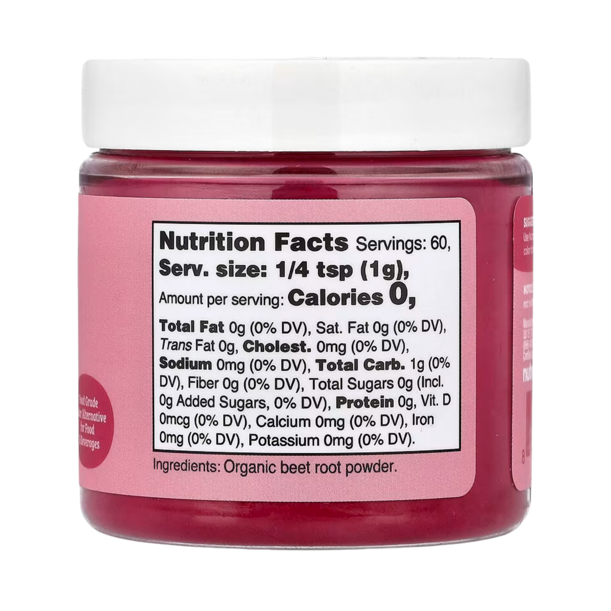Nutricost, Nutricolor, Pink Organic Beet Root, 2.1 oz, 60 g back packaging view
