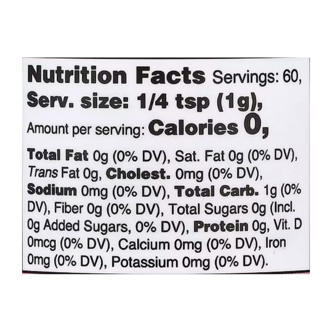 Nutricost, Nutricolor, Pink Organic Beet Root, 2.1 oz, 60 g supplement facts label showing ingredients, vitamins, minerals, and serving information