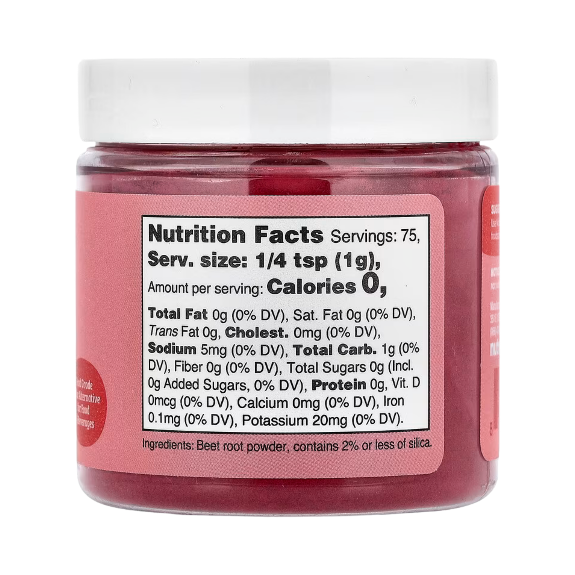 Nutricost, Nutricolor, Red Beet Root, 2.7 oz, 75 g back packaging view