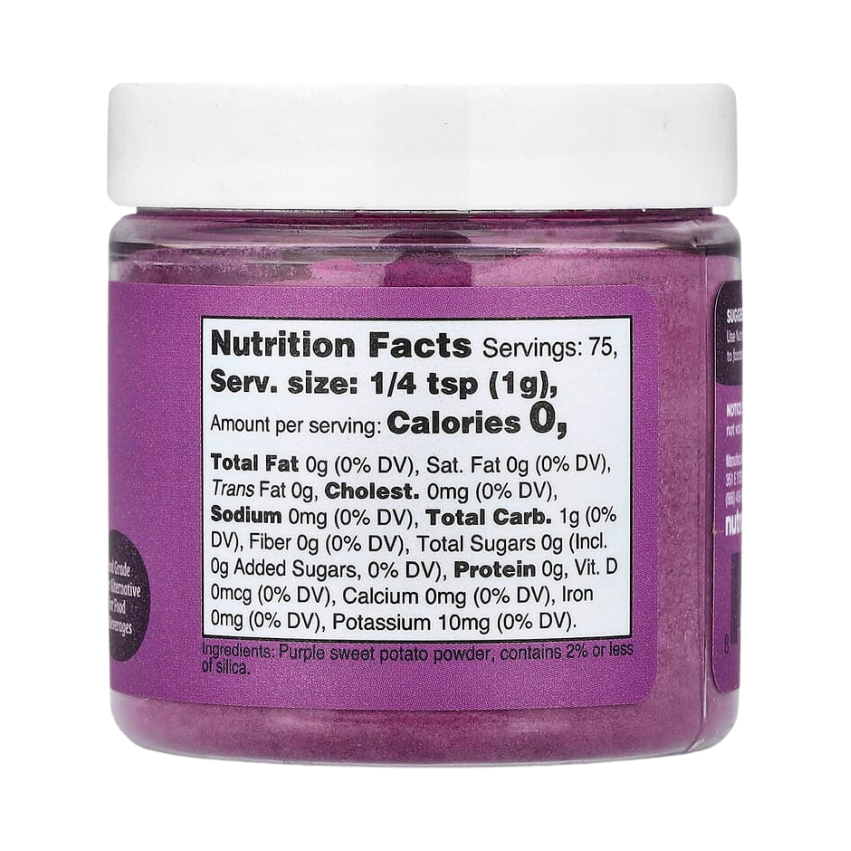 Nutricost, Nutricolor, Purple Sweet Potato, 2.7 oz, 75 g back packaging view