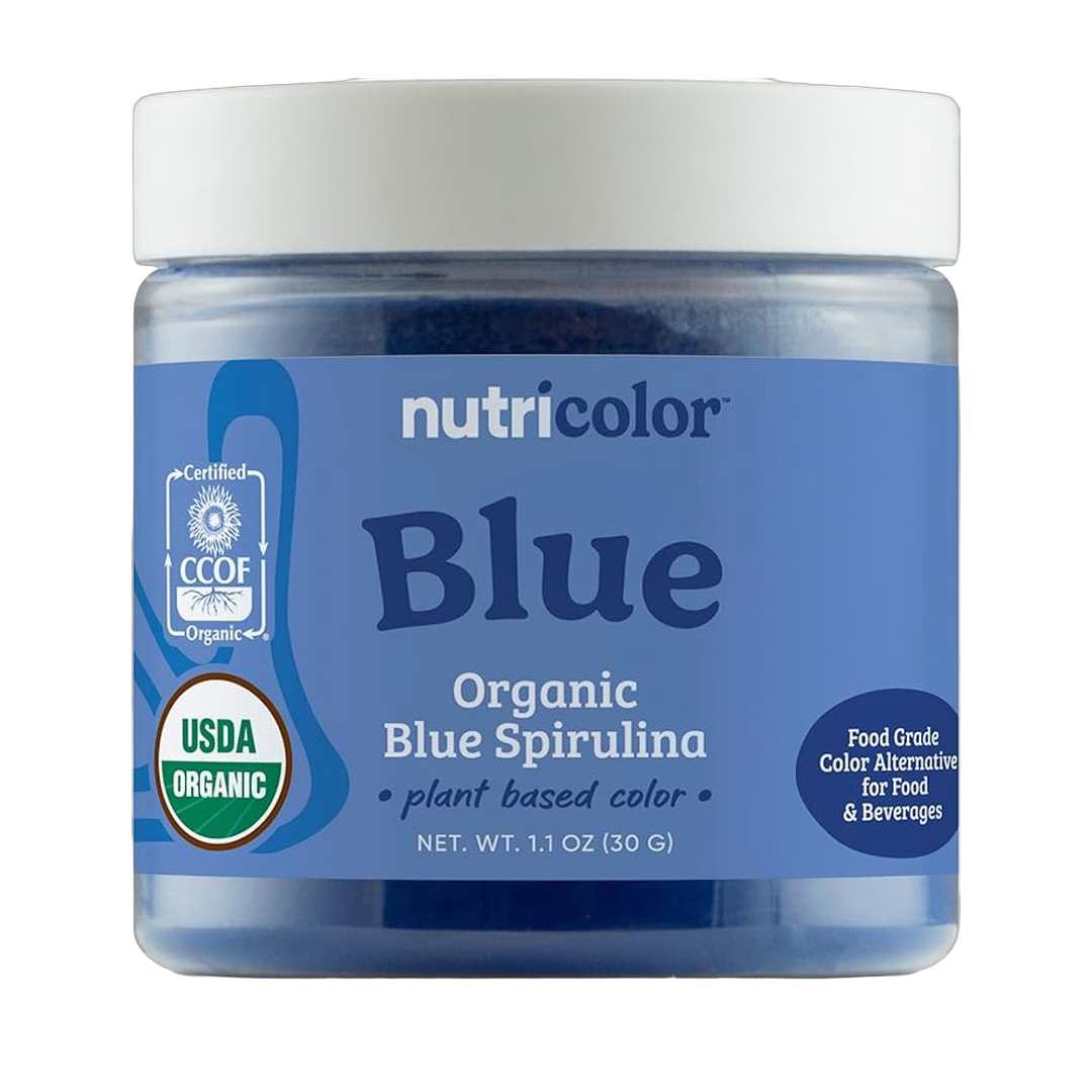 Nutricost, Organic Blue Spirulina, Plant Based Color, 1.1 oz front packaging view
