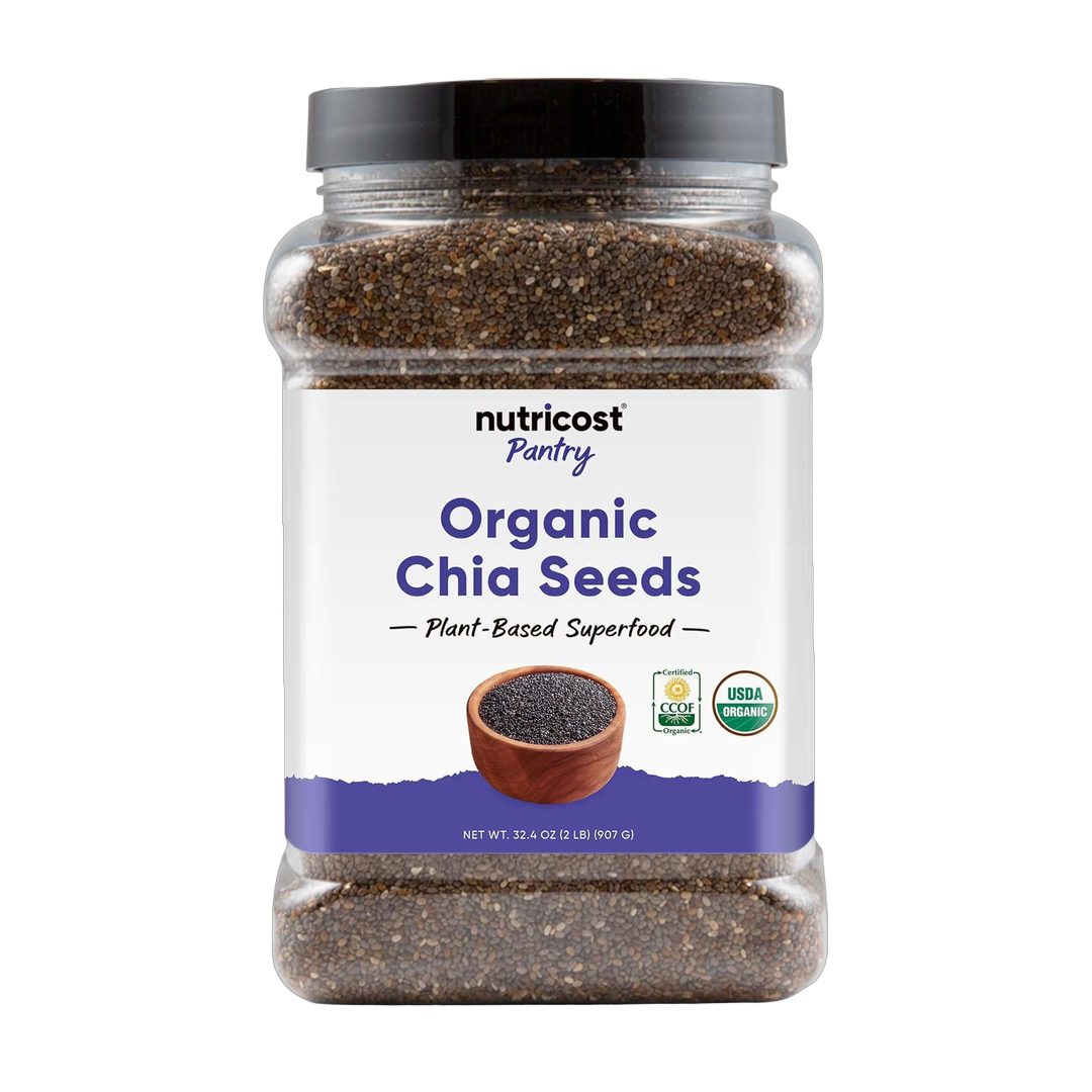 Nutricost Pantry Organic Chia Seed, 907 g front packaging view