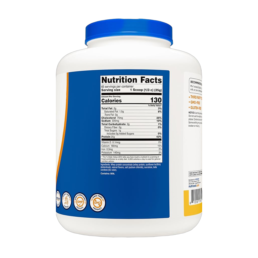Nutricost, Whey Protein Concentrate, Pineapple, 5 lb, 2,268 g back packaging view