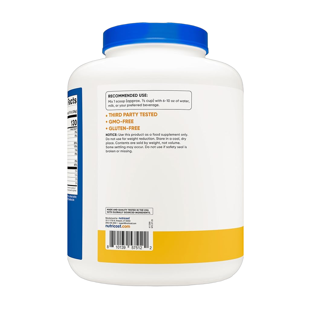 Nutricost, Whey Protein Concentrate, Pineapple, 5 lb, 2,268 g packaging side view