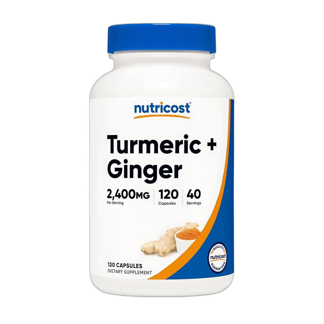 Nutricost, Turmeric + Ginger, 120 Capsules front packaging view