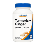 Nutricost, Turmeric + Ginger, 120 Capsules front packaging view