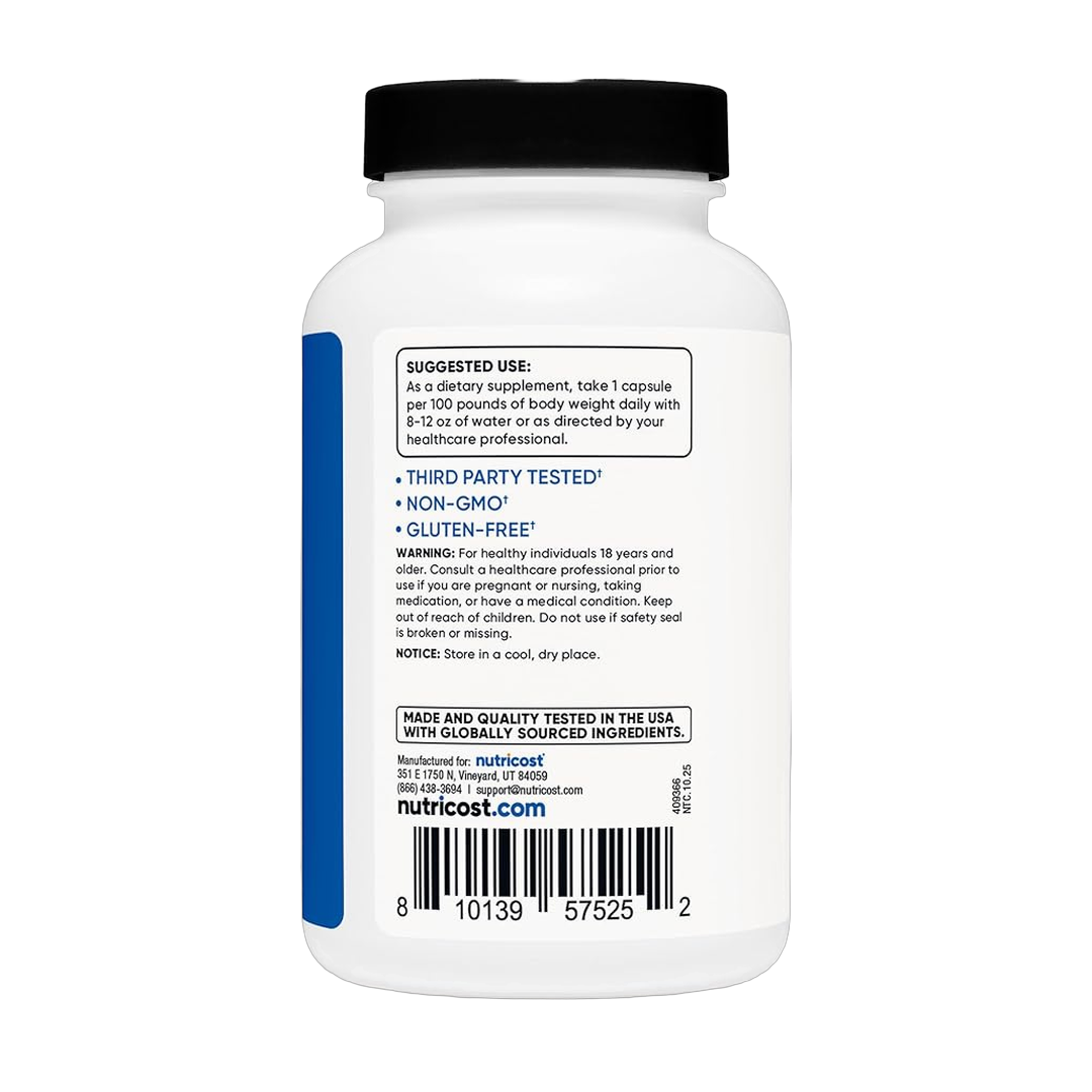 Nutricost, Creatine HCl, 120 Capsules packaging side view