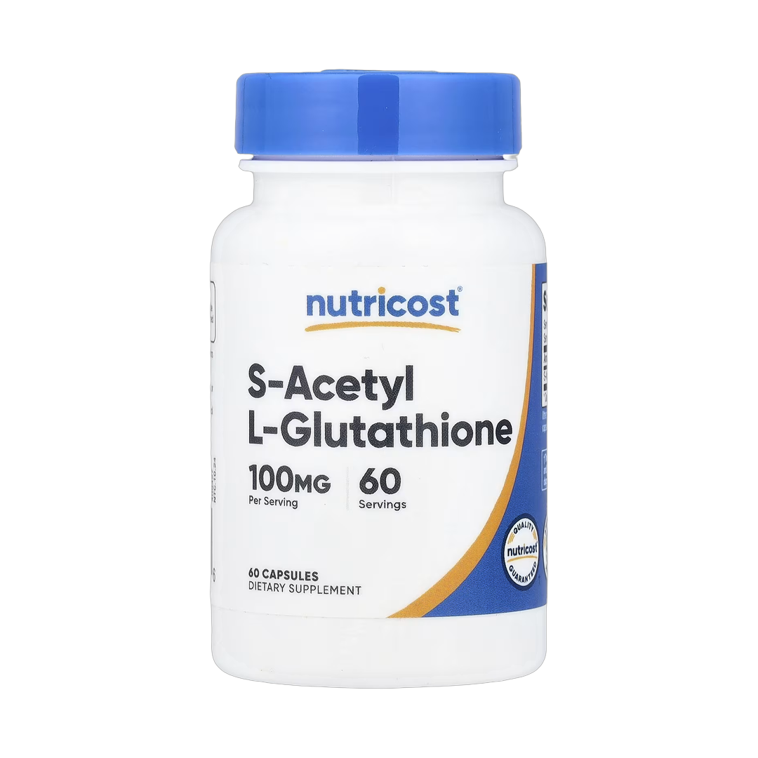 Nutricost, S-Acetyl L-Glutathione, 100 mg, 60 Capsules front packaging view