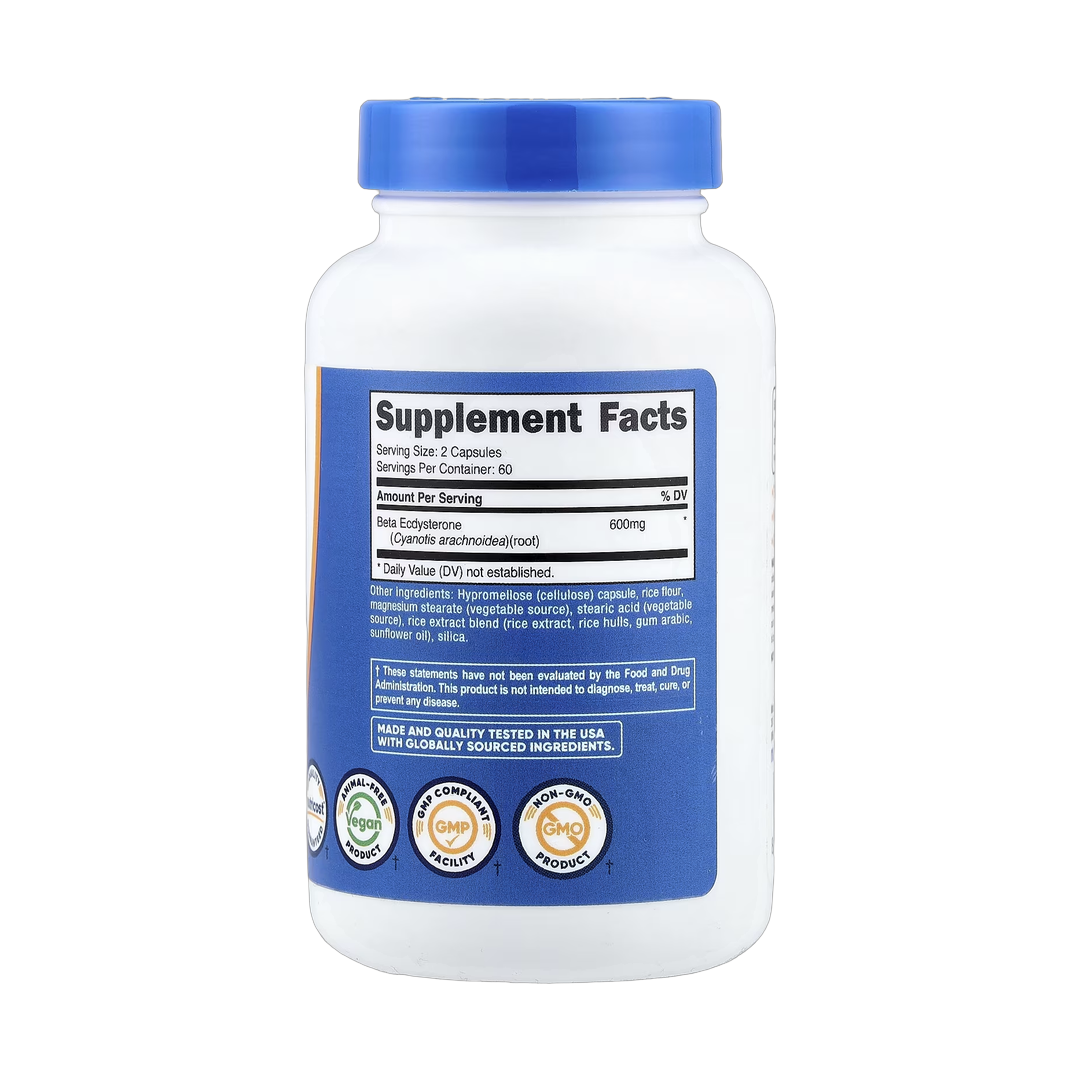 Nutricost, Beta Ecdysterone, 120 Capsules back packaging view