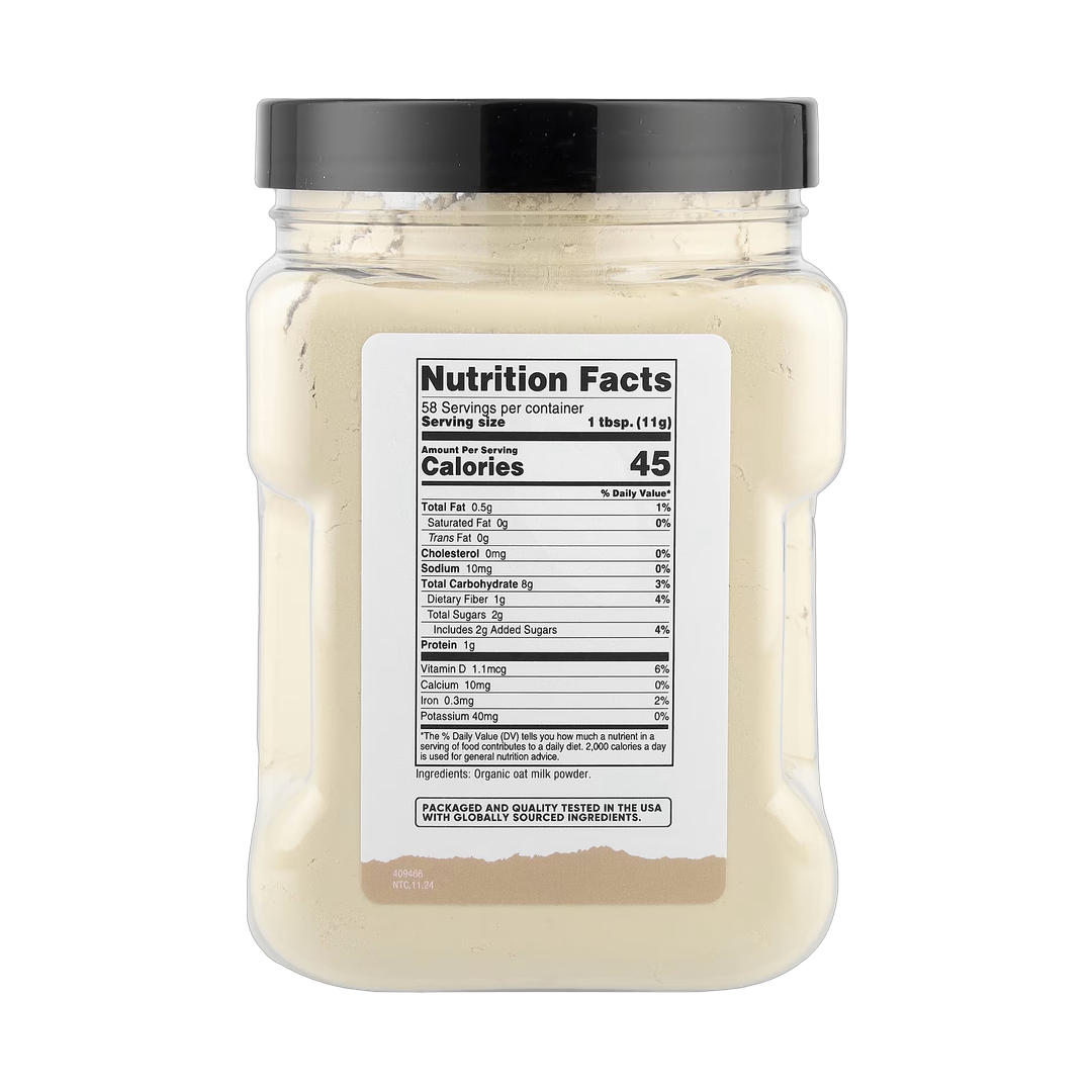 Nutricost, Pantry, Organic Oat Milk Powder, 22.7 oz, 635 g back packaging view