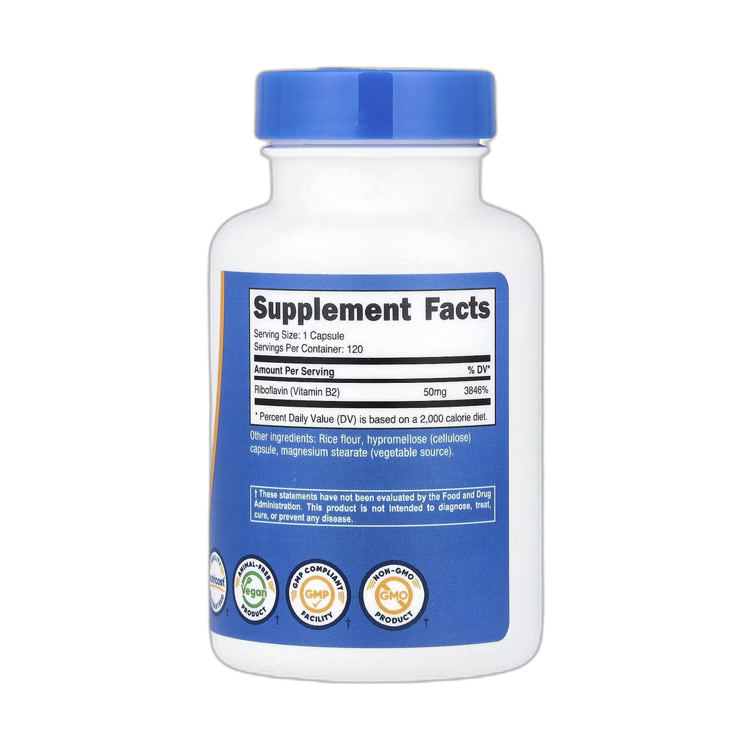 Nutricost, R-5-P, 50 mg, 120 Capsules back packaging view