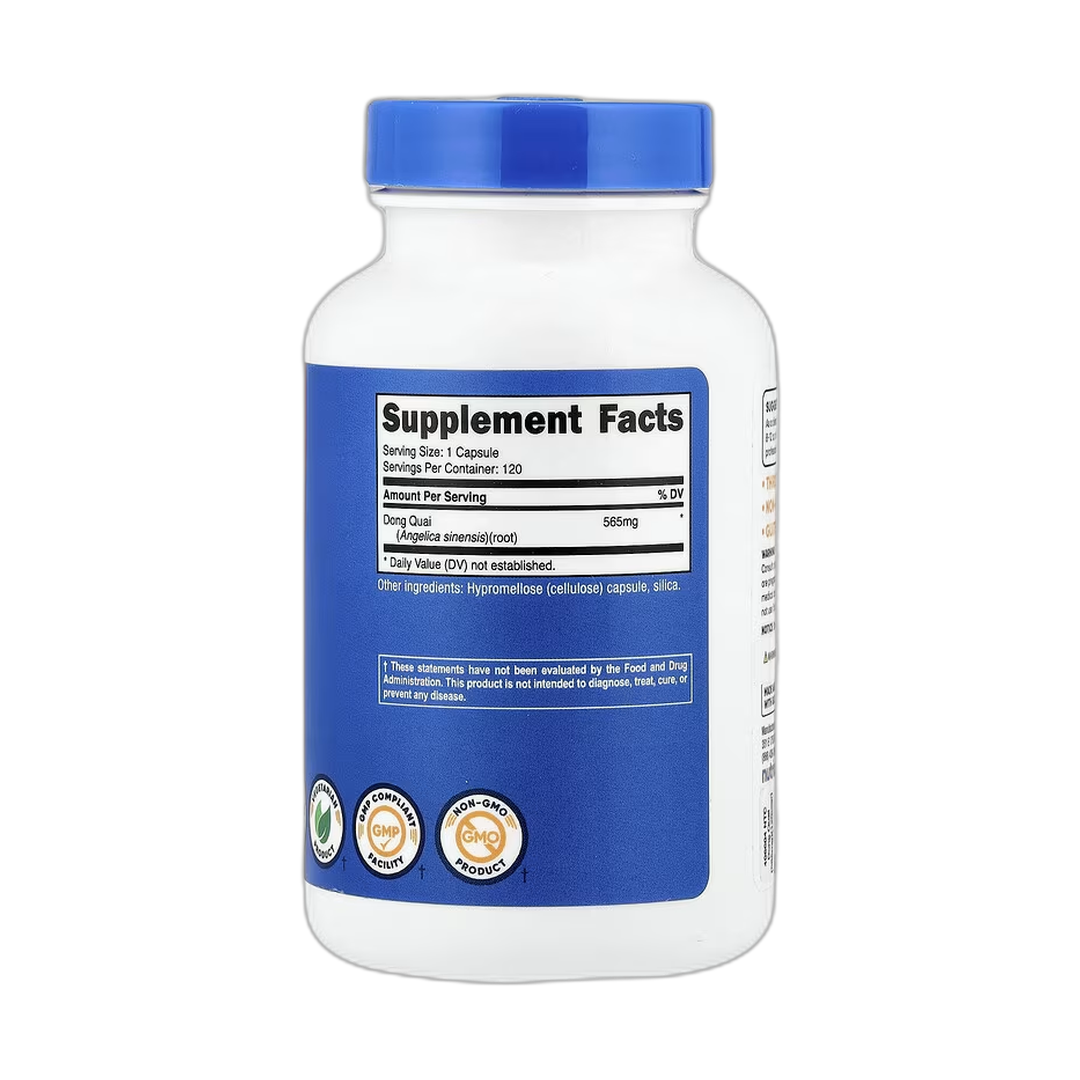 Nutricost, Dong Quai, 565 mg , 120 Capsules back packaging view