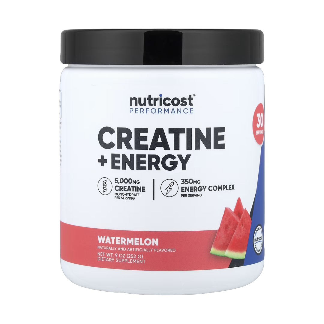 Nutricost, Performance, Creatine + Energy, Watermelon, 9 oz, 252 g front packaging view