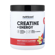 Nutricost, Performance, Creatine + Energy, Fruit Punch, 9 oz, 252 g front packaging view