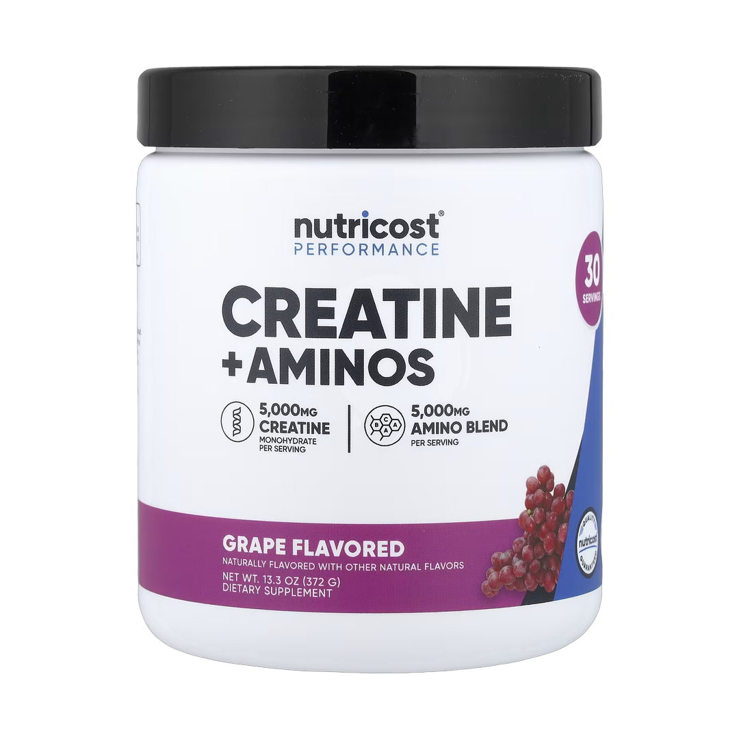Nutricost, Performance, Creatine + Aminos, Grape, 13.3 oz, 372 g front packaging view