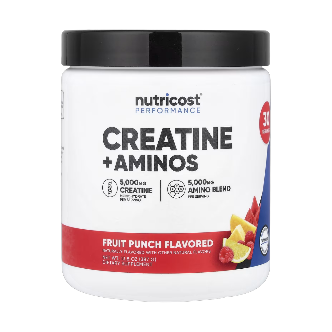 Nutricost, Performance, Creatine + Aminos, Fruit Punch, 13.8 oz, 387 g front packaging view