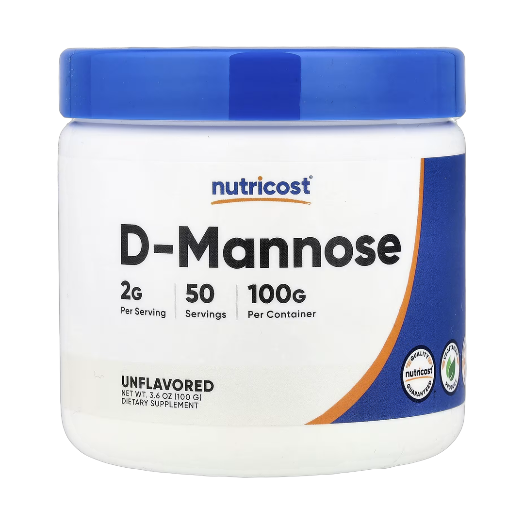 Nutricost, D-Mannose, Unflavored , 3.6 oz, 100 g front packaging view